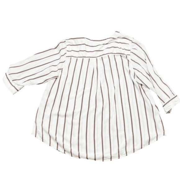 Torrid Harper Top Womens Size 3X (Torrid Size 3) White Brown Roll Tab Sleeves - Picture 4 of 4
